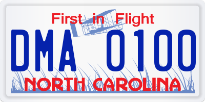 NC license plate DMA0100