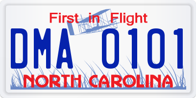 NC license plate DMA0101
