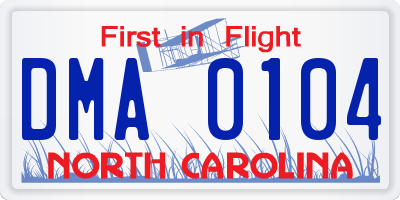 NC license plate DMA0104