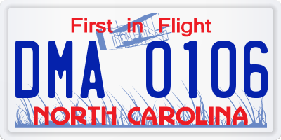NC license plate DMA0106