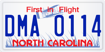 NC license plate DMA0114