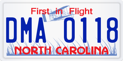 NC license plate DMA0118