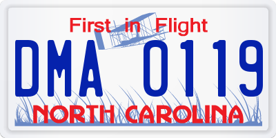 NC license plate DMA0119