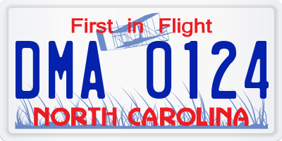 NC license plate DMA0124
