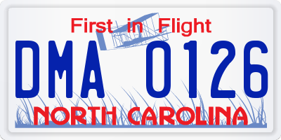 NC license plate DMA0126