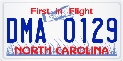 NC license plate DMA0129