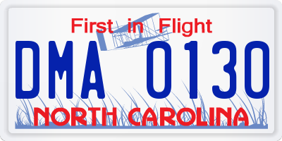 NC license plate DMA0130