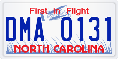 NC license plate DMA0131