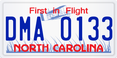 NC license plate DMA0133
