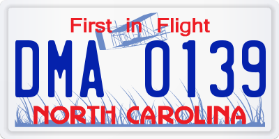 NC license plate DMA0139
