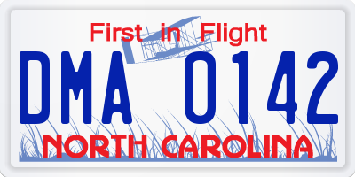 NC license plate DMA0142