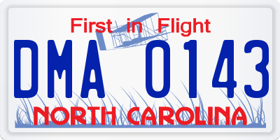 NC license plate DMA0143