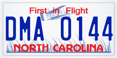 NC license plate DMA0144