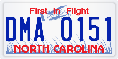 NC license plate DMA0151