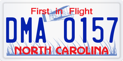 NC license plate DMA0157