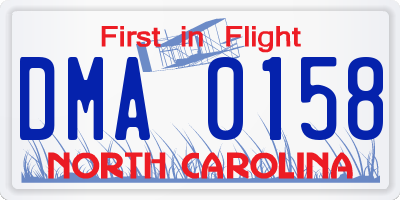 NC license plate DMA0158