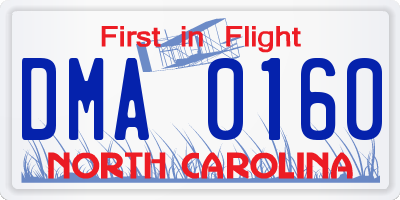 NC license plate DMA0160