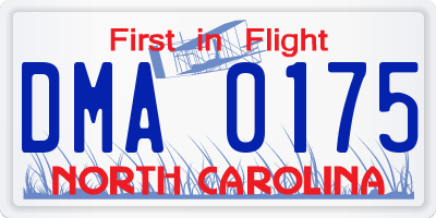 NC license plate DMA0175