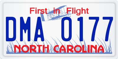 NC license plate DMA0177