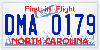 NC license plate DMA0179