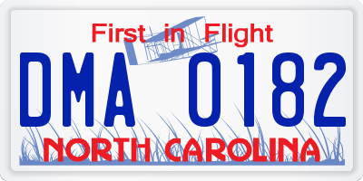 NC license plate DMA0182