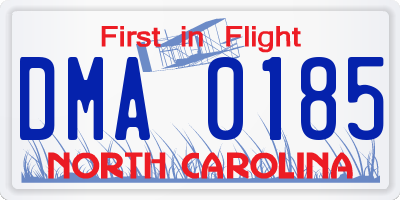 NC license plate DMA0185