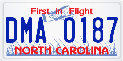 NC license plate DMA0187