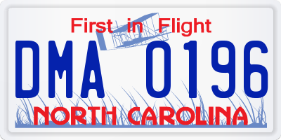 NC license plate DMA0196
