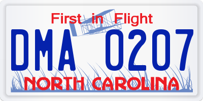NC license plate DMA0207