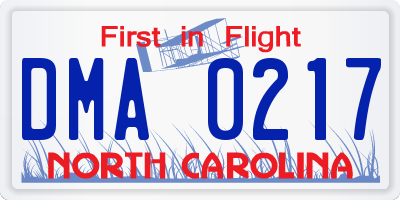 NC license plate DMA0217