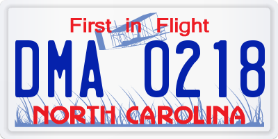NC license plate DMA0218