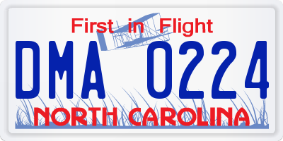 NC license plate DMA0224