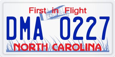 NC license plate DMA0227