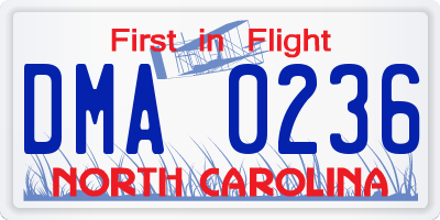 NC license plate DMA0236