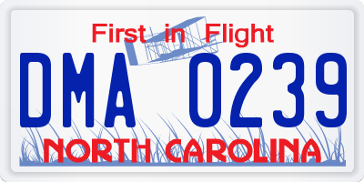 NC license plate DMA0239