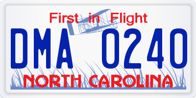 NC license plate DMA0240