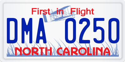 NC license plate DMA0250