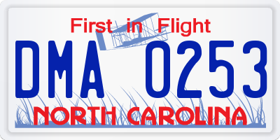 NC license plate DMA0253