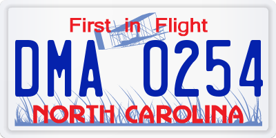 NC license plate DMA0254