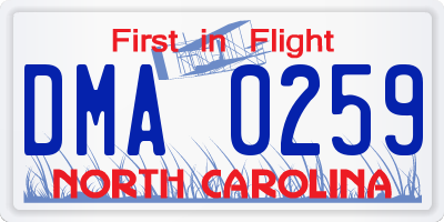NC license plate DMA0259
