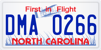 NC license plate DMA0266