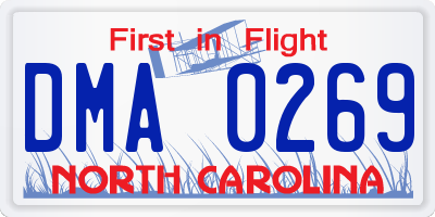 NC license plate DMA0269