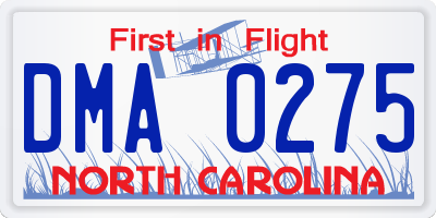 NC license plate DMA0275