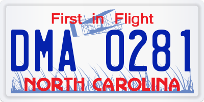 NC license plate DMA0281