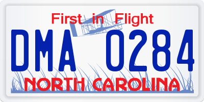 NC license plate DMA0284