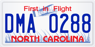 NC license plate DMA0288