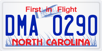 NC license plate DMA0290