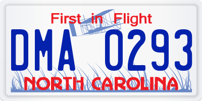 NC license plate DMA0293
