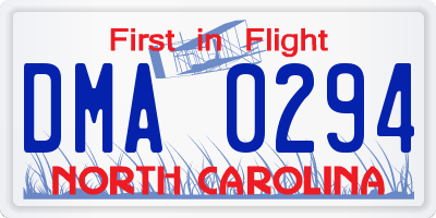 NC license plate DMA0294