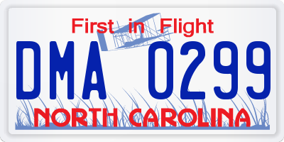 NC license plate DMA0299